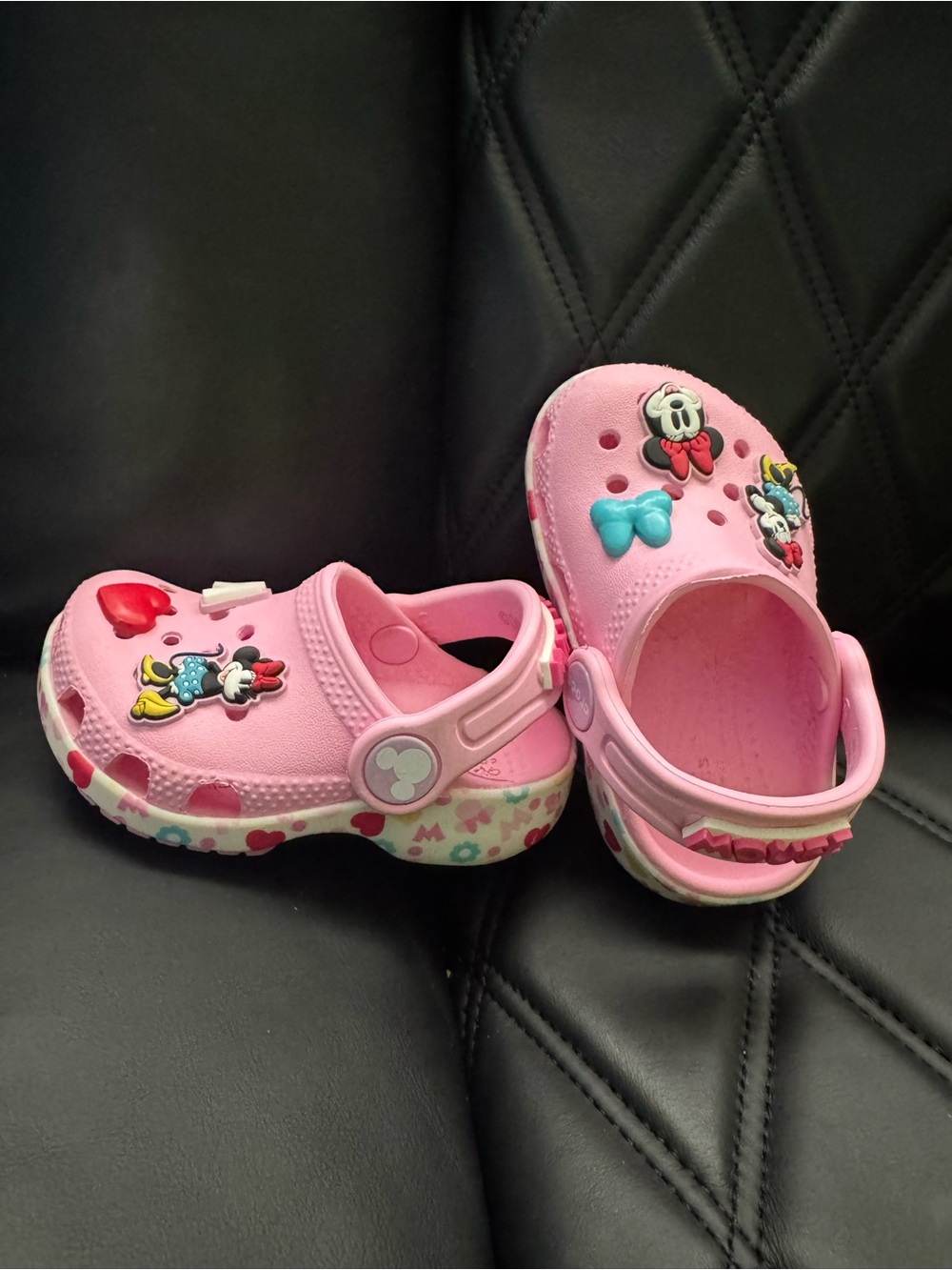 CROCS Pink Kids Clogs with Character Jibbitz and Heel Strap